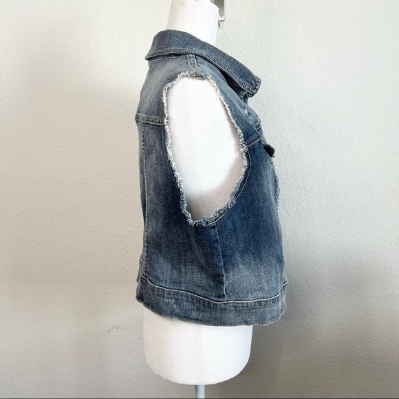 Torrid Distressed Denim Button Up Jean Vest 2 - Picture 4 of 5